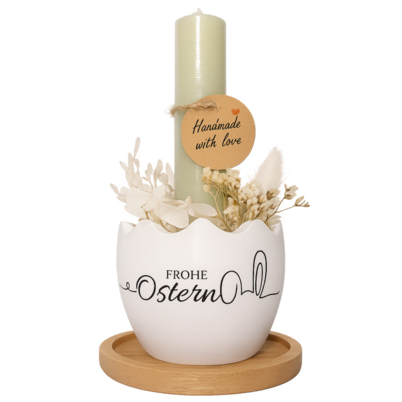 Osternest Natur mit Kerze und Bambusteller kaufen Osterdeko Geschenkidee